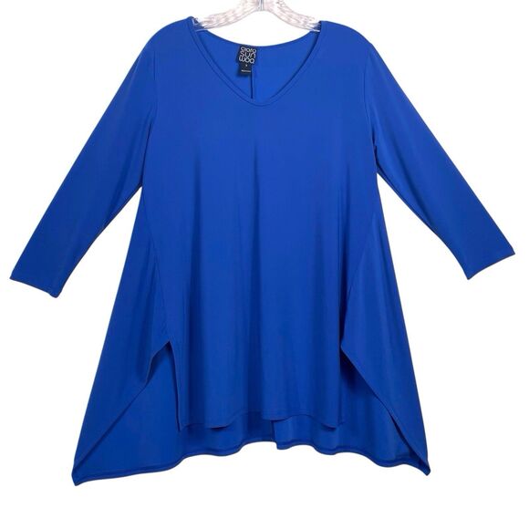 NWT Clara Sunwoo Sun Woo V-Neck High-Low Envelope Hem Tunic Top Size Small Blue - Picture 15 of 16